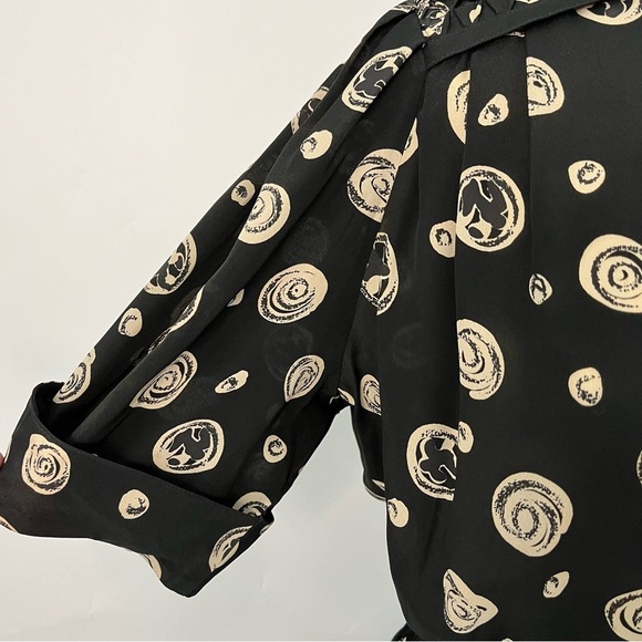 Louis Feraud US12 42 Vintage Cap Sleeve black circle dot 0128 - Picture 6 of 15